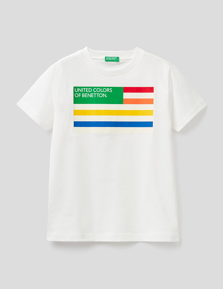 фото Футболка для мальчиков benetton цв. белый р.140 united colors of benetton