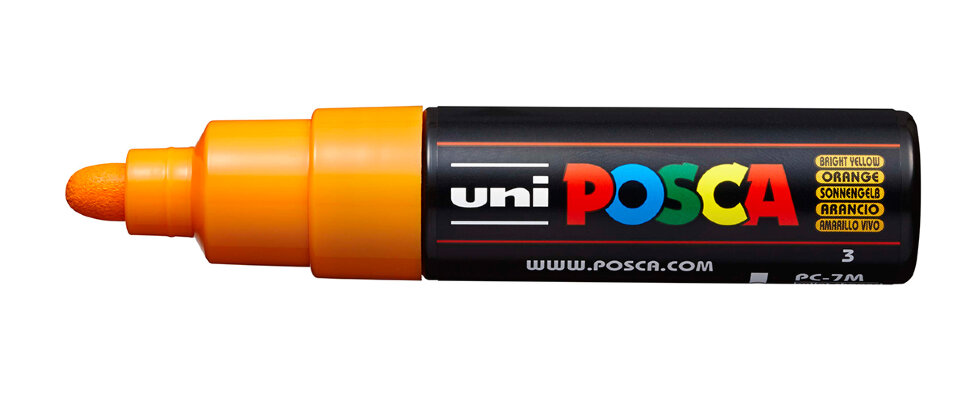Маркер Uni POSCA PC-7M 4,5-5,5мм овальный (оранжево-желтый (bright yellow) 3)