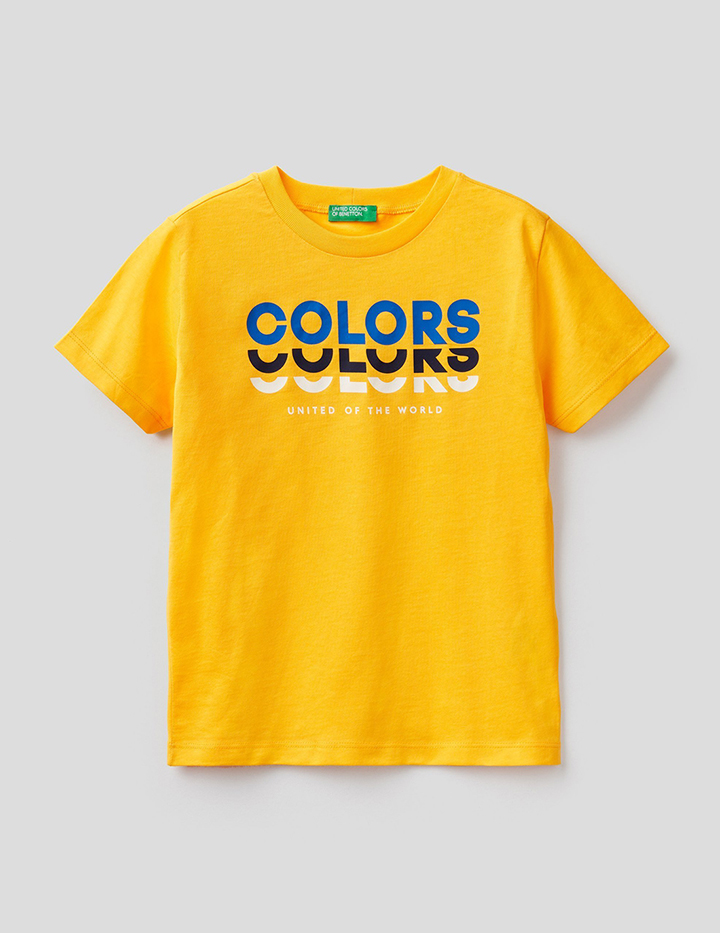 фото Футболка для мальчиков benetton цв. желтый р.158 united colors of benetton