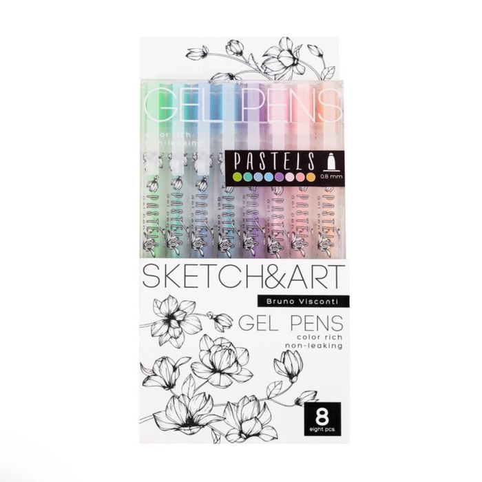 

BrunoVisconti Набор гелевых ручек 8 цветов SKETCH&ART Uni Write.PASTELS, 0,8 мм