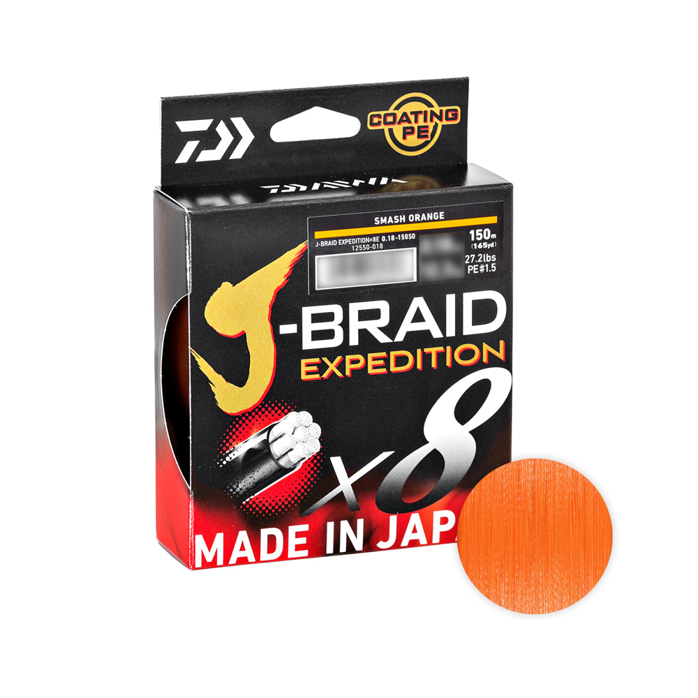 Плетёный шнур Daiwa J-Braid X8E Expedition 0.13 Smash Orange