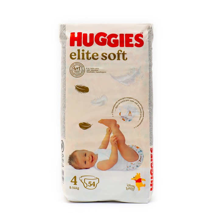 Подгузники Huggies Elite Soft 4, (8-14) кг, 54 шт
