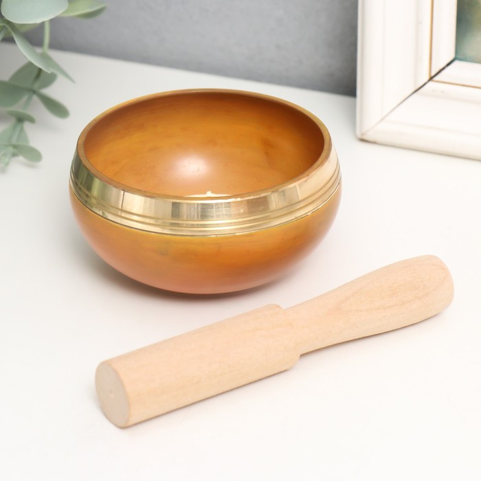 Поющая чаша металл Оранжевая с резонатором d=8 см