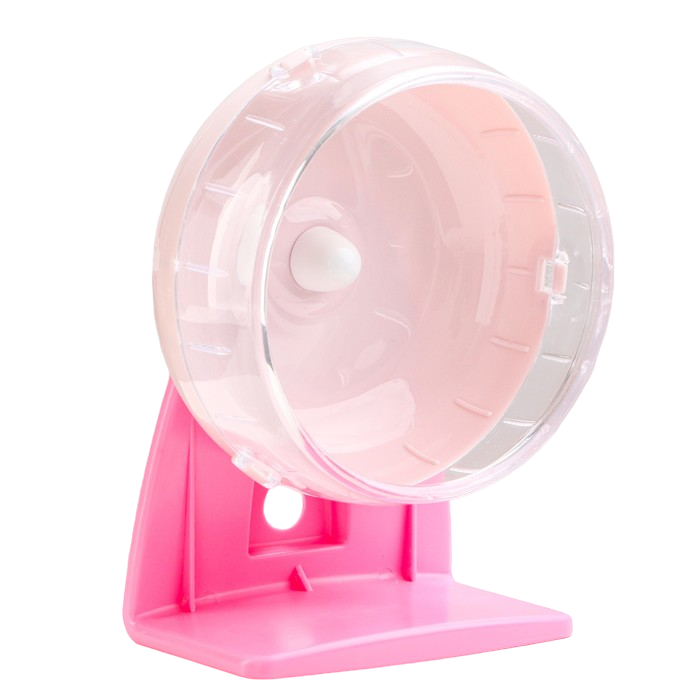 Беговое колесо для грызунов Carno тихое, на подставке розовое 14 см