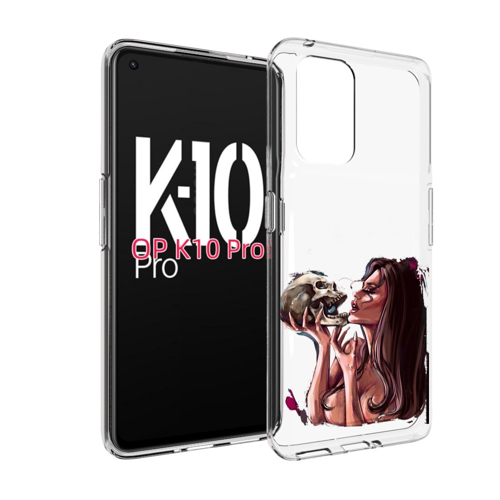 

Чехол MyPads девушка-модель-с-черепом для OPPO K10 Pro, Прозрачный, Tocco
