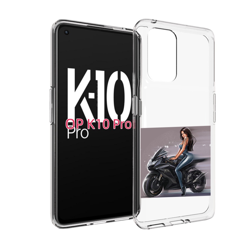 Чехол MyPads девушка-на-мотоцикле для OPPO K10 Pro