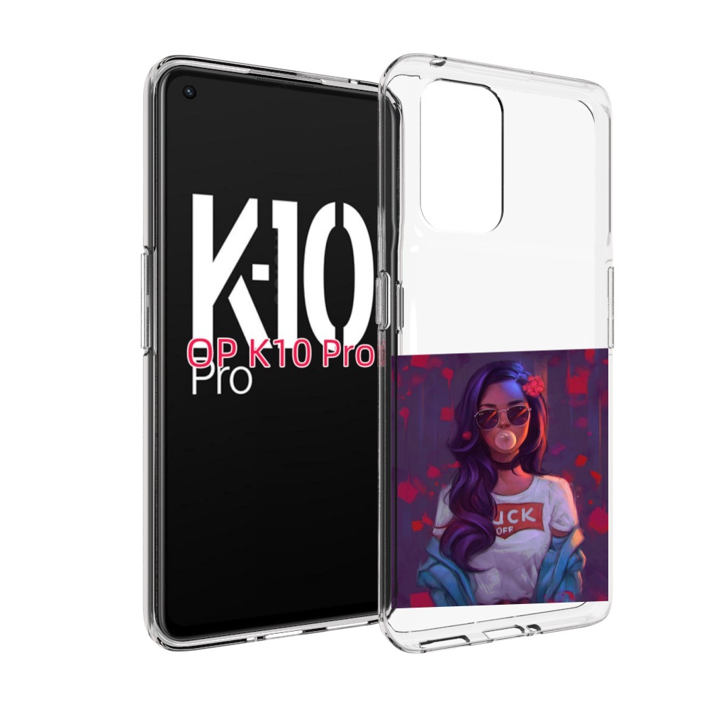 

Чехол MyPads девушка-с-жвачкой женской для OPPO K10 Pro, Прозрачный, Tocco