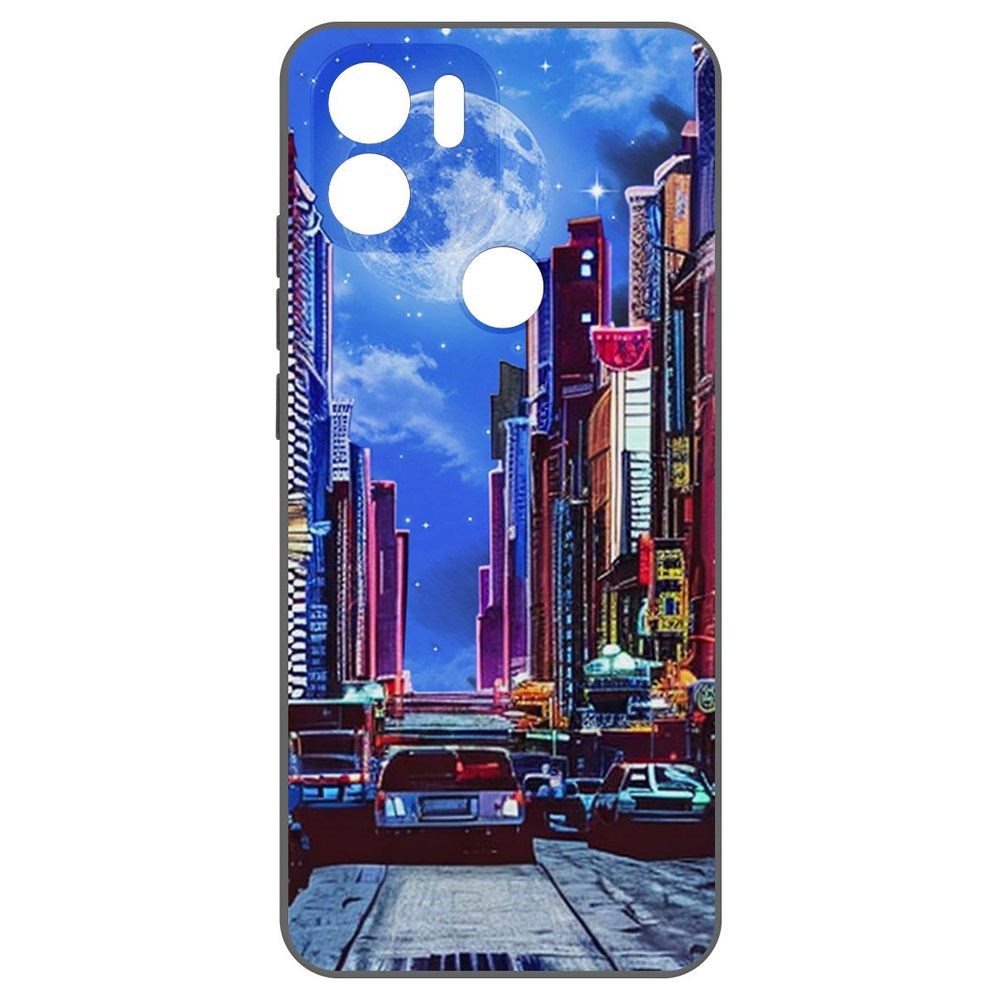 

Чехол-накладка Krutoff Soft Case Ночной город для Xiaomi Redmi A2+ черный