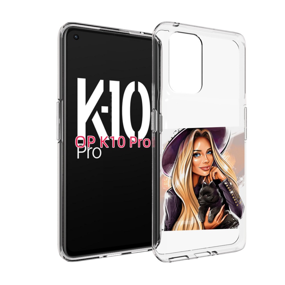 

Чехол MyPads девушка-с-черным-щенком женский для OPPO K10 Pro, Прозрачный, Tocco
