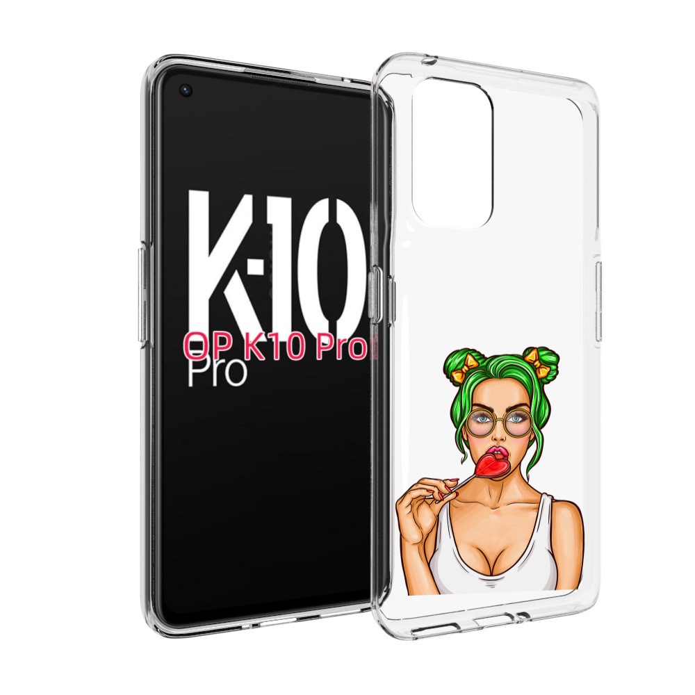 

Чехол MyPads девушка-с-чупачупсом-в-виде-сердца женский для OPPO K10 Pro, Прозрачный, Tocco