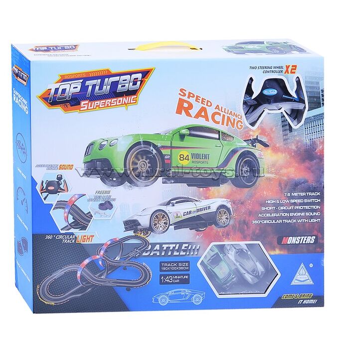 

Детский автотрек Oubaoloon A47-18 Top Turbo, свет, звук, A47-18