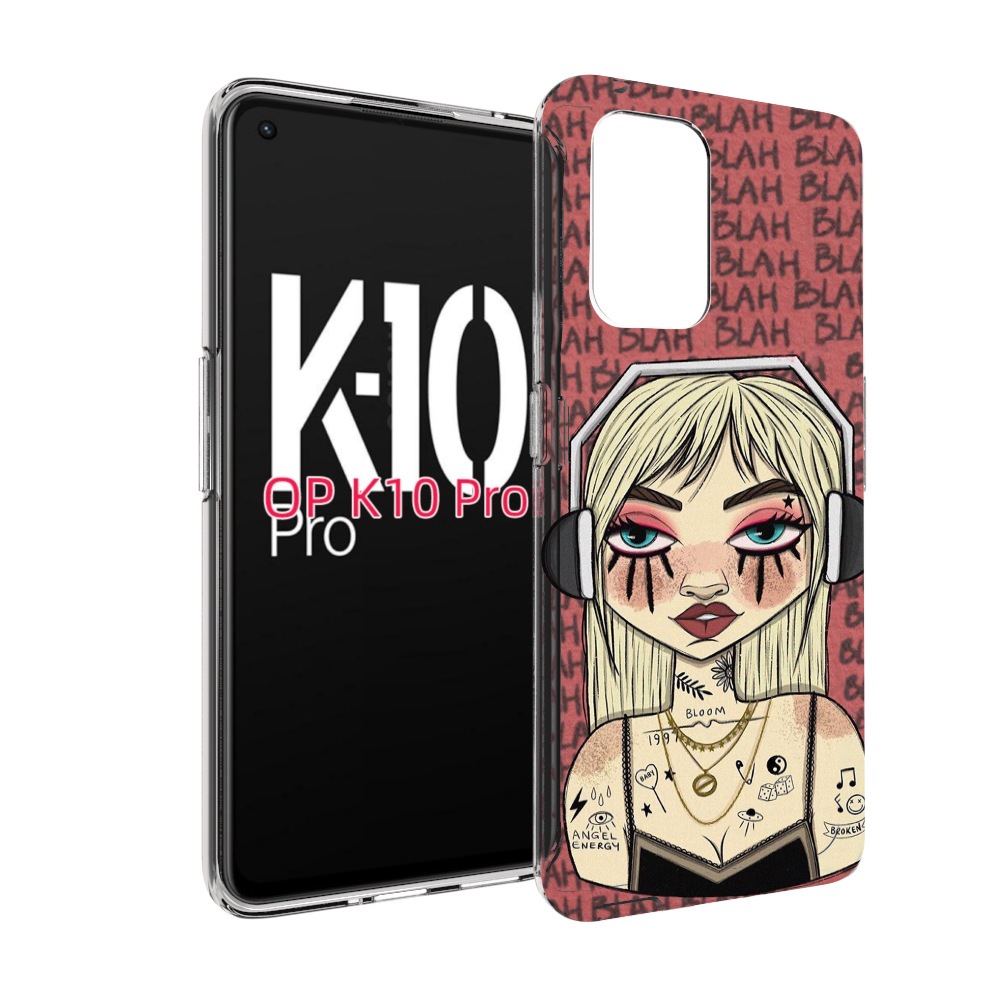 

Чехол MyPads дерзкая-девушка-в-наушниках женский для OPPO K10 Pro, Прозрачный, Tocco
