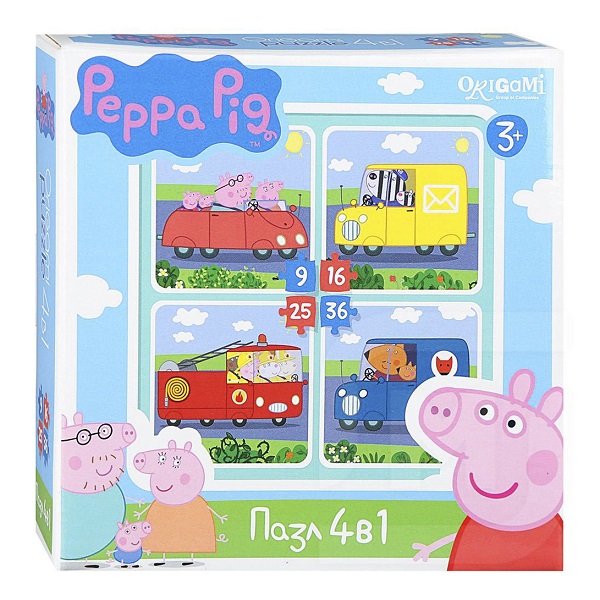 

Пазлы Герои и предметы 4 в 1 Origami Peppa Pig 36 деталей