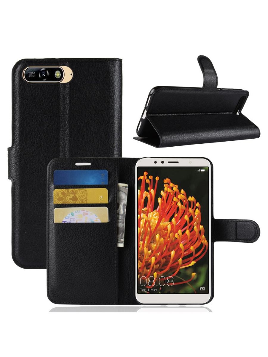 

Чехол Wallet для смартфона Honor 7A Pro, Huawei Y6 2018 черный