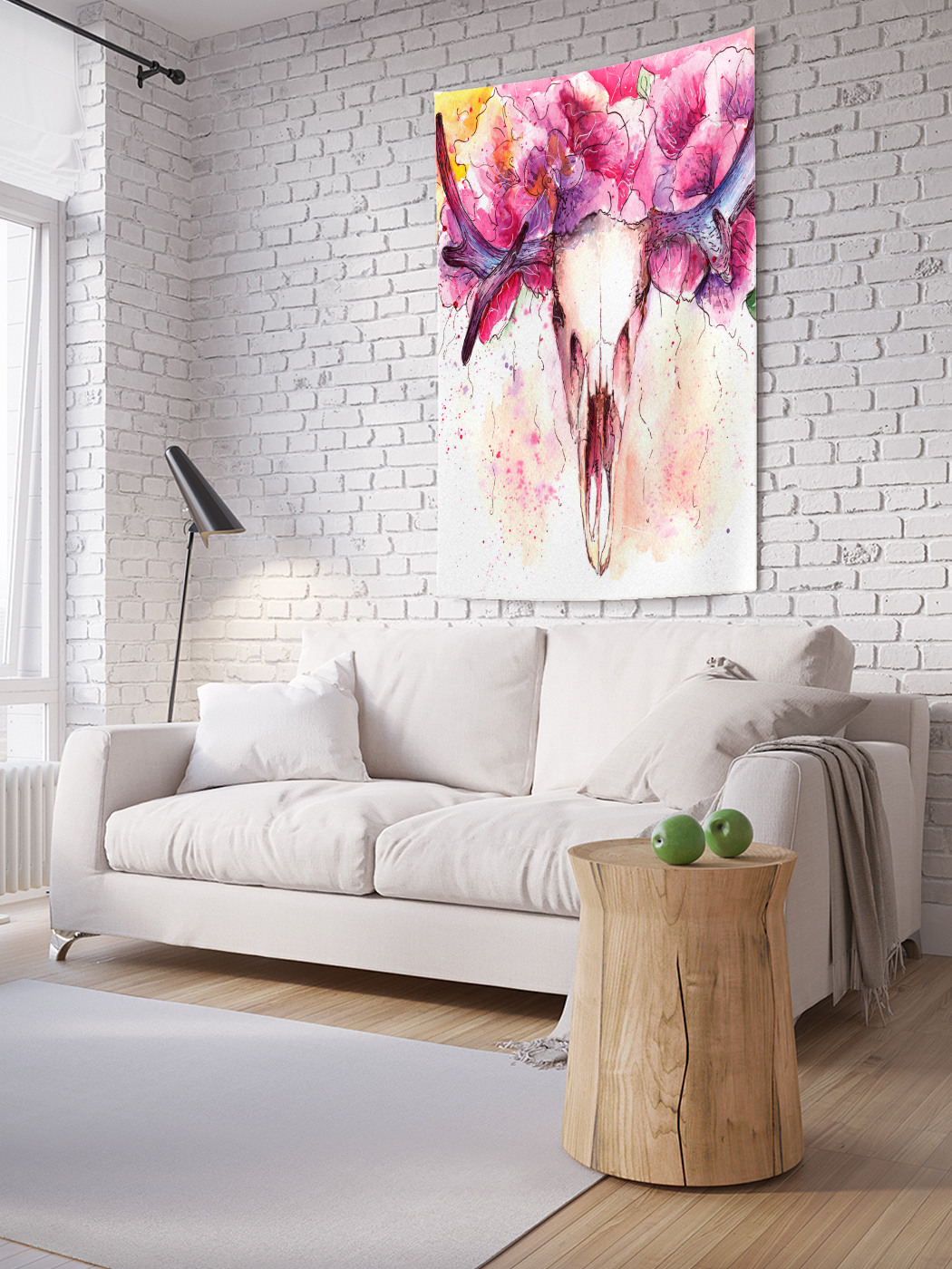 фото Вертикальное фотопанно на стену joyarty "цветочные рога", 100x150 см