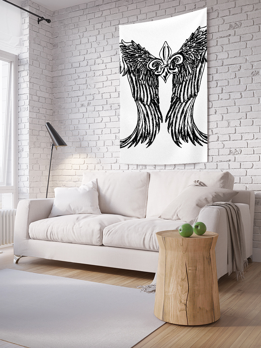 фото Вертикальное фотопанно на стену joyarty "рыцарский щит с крылом", 100x150 см