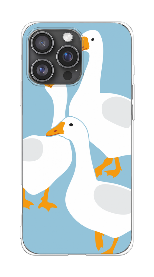 

Чехол на Apple iPhone 16 Pro Max "Гусиное трио", Голубой;белый;серый;желтый, 16350-1