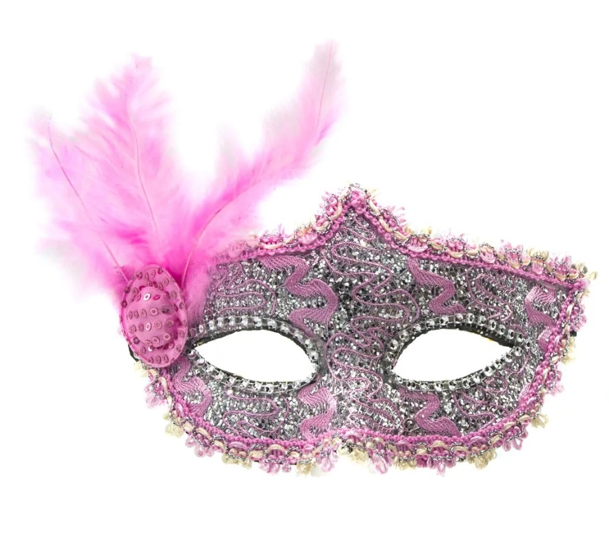

Маска карнавальная с перьями Королевский шик ТНК1758, Розовый, ТНК1758