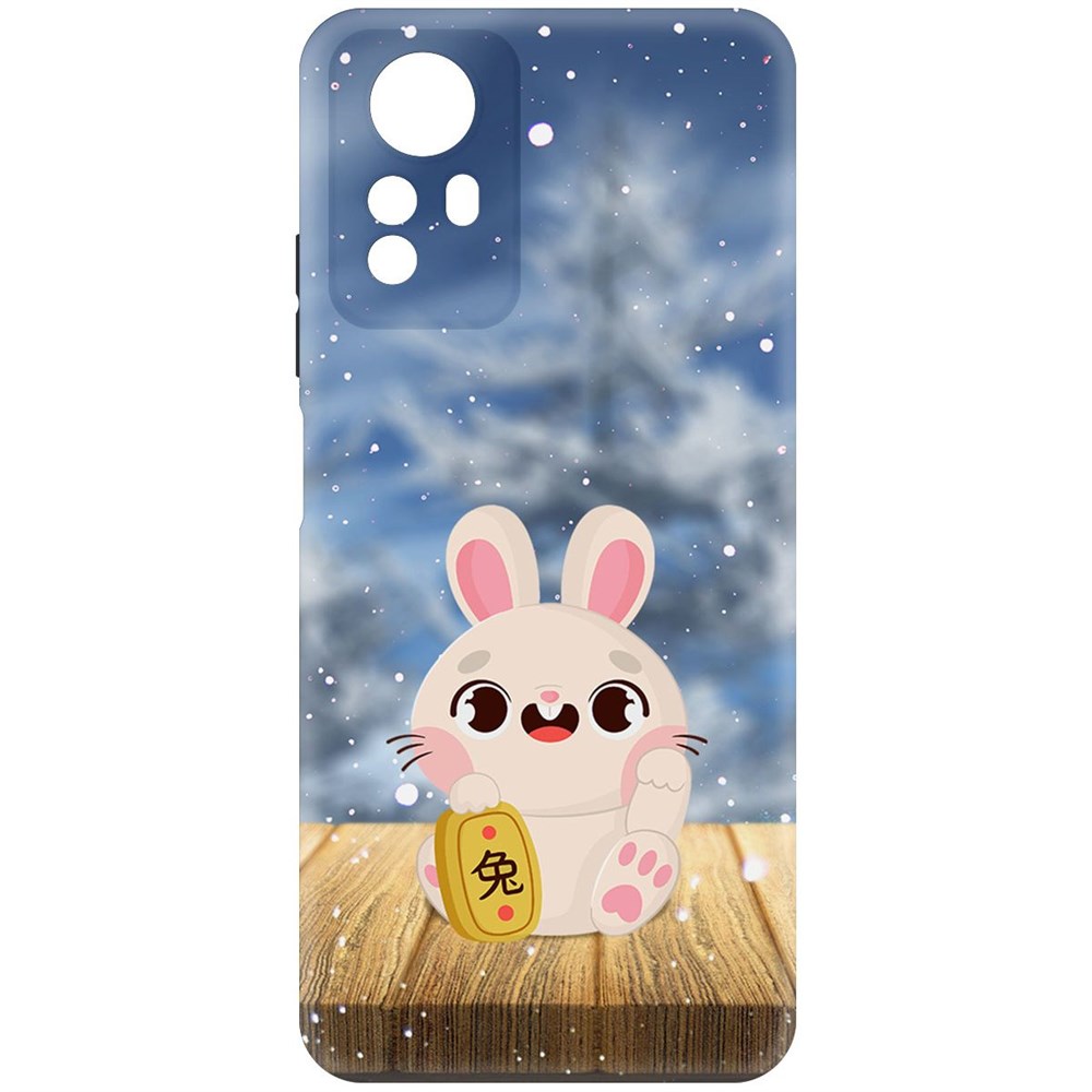 Чехол-накладка Krutoff Soft Case Год кролика для Xiaomi Redmi Note 12S черный