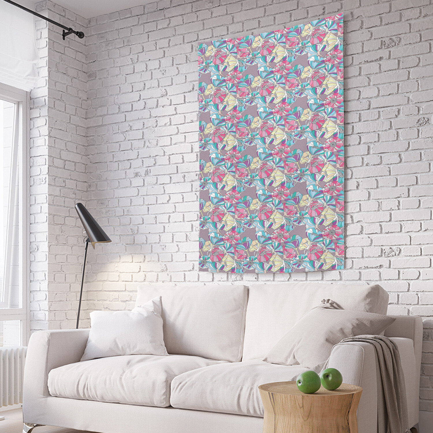 

Вертикальное фотопанно на стену JoyArty Полосатые цветы дудл 150x200 см, Полосатые цветы дудл