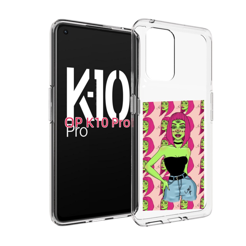 

Чехол MyPads зеленая-девушка-с-глазом женский для OPPO K10 Pro, Прозрачный, Tocco