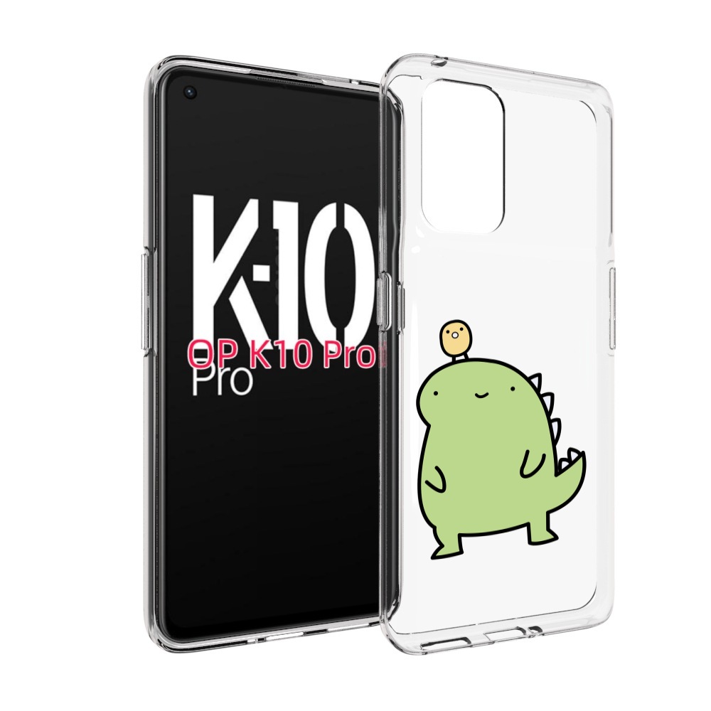 

Чехол MyPads зеленый-динозаврик детский для OPPO K10 Pro, Прозрачный, Tocco