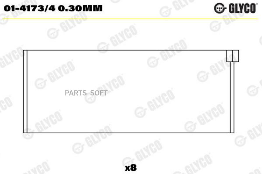 Шатунный подшипник GLYCO 01-4173/4 0.30mm