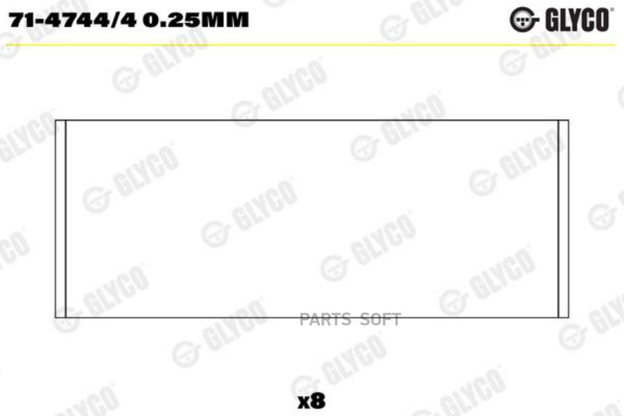 Шатунный подшипник GLYCO 71-4744/4 0.25mm