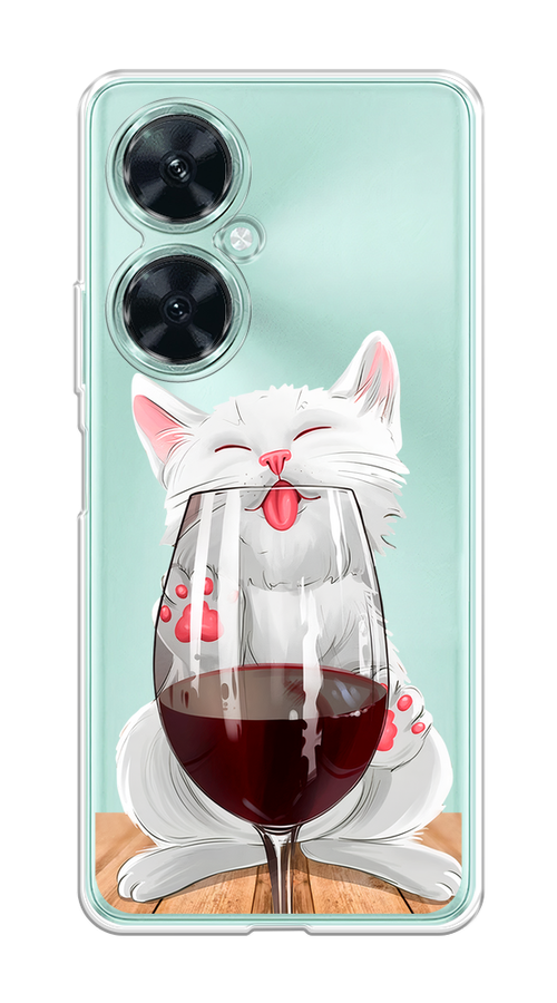 

Чехол на Huawei Nova 11i "Кот с бокалом", Прозрачный;белый;красный, 6121750-1