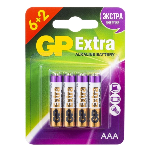

Батарейка GP LR03 Extra Alkaline 8 шт., GP-3