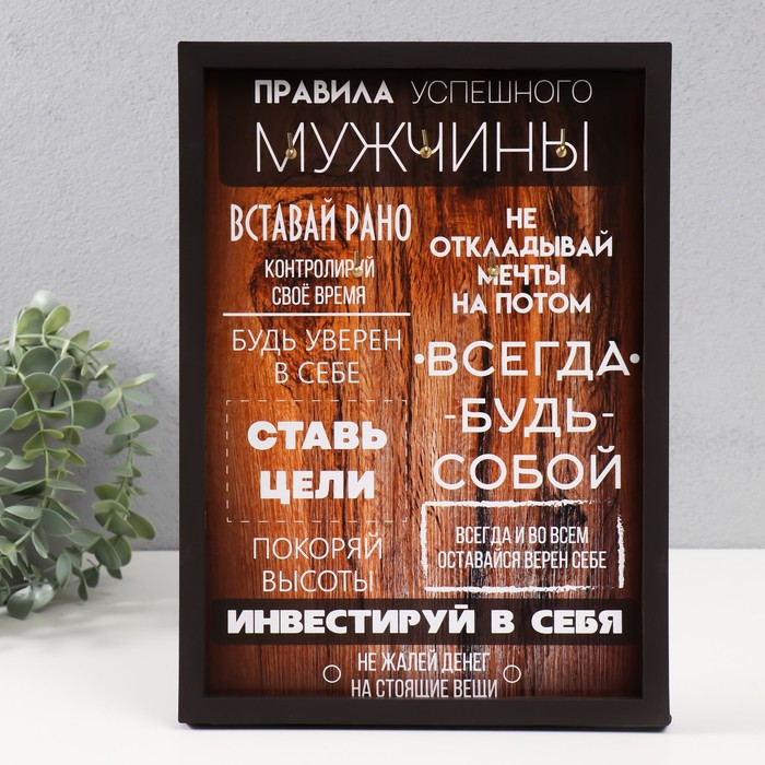 

Ключница открытая "Правила успешного мужчины" 5 крючков, 23х32 см