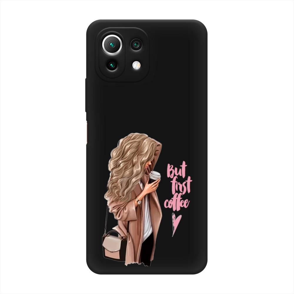 

Матовый силиконовый чехол "Девушка с кофе" на Xiaomi Mi 11 Lite, Девушка с кофе