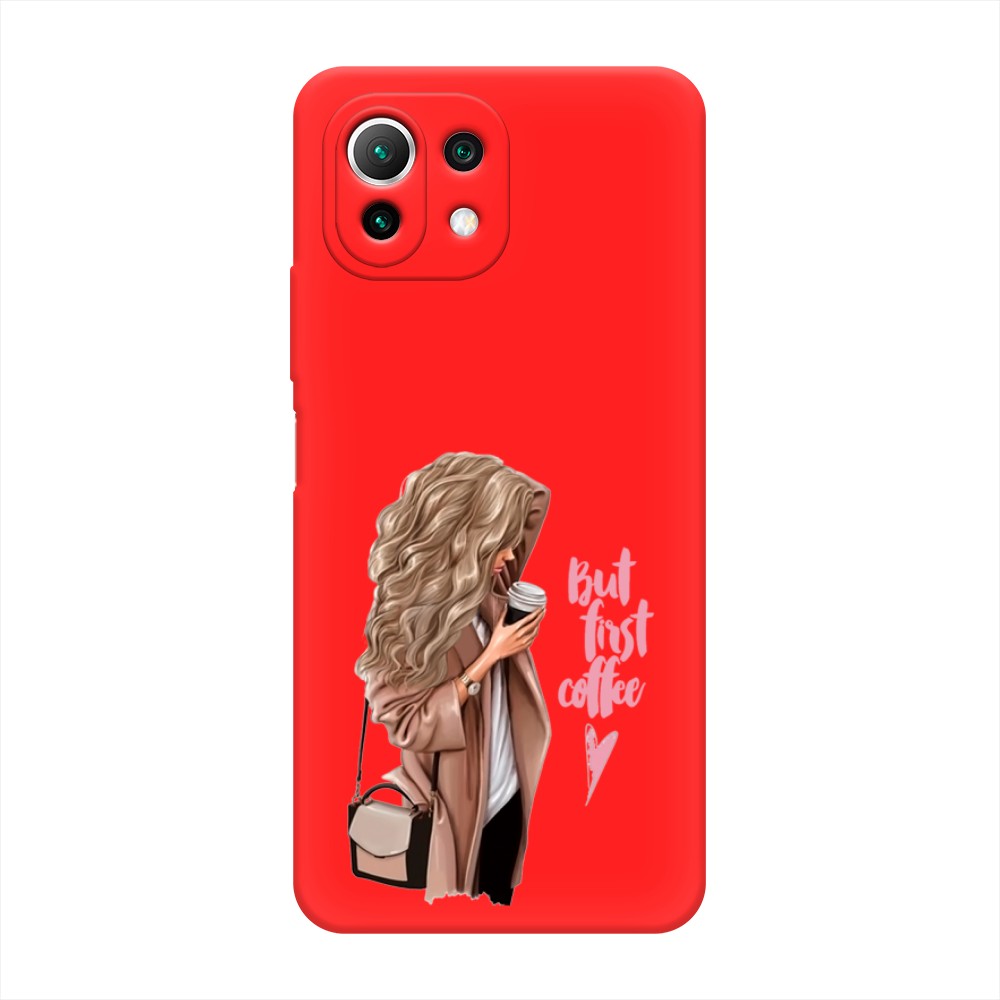 

Матовый силиконовый чехол "Девушка с кофе" на Xiaomi Mi 11 Lite, Девушка с кофе