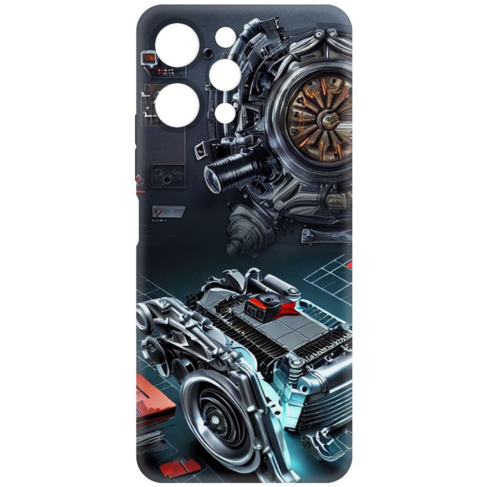Чехол-накладка Krutoff Soft Case Моторы для Xiaomi Redmi 12 черный