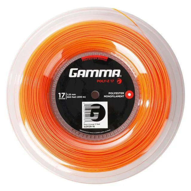 Теннисная струна 1,25 мм 200 м Gamma Poly Z 17, оранжевая