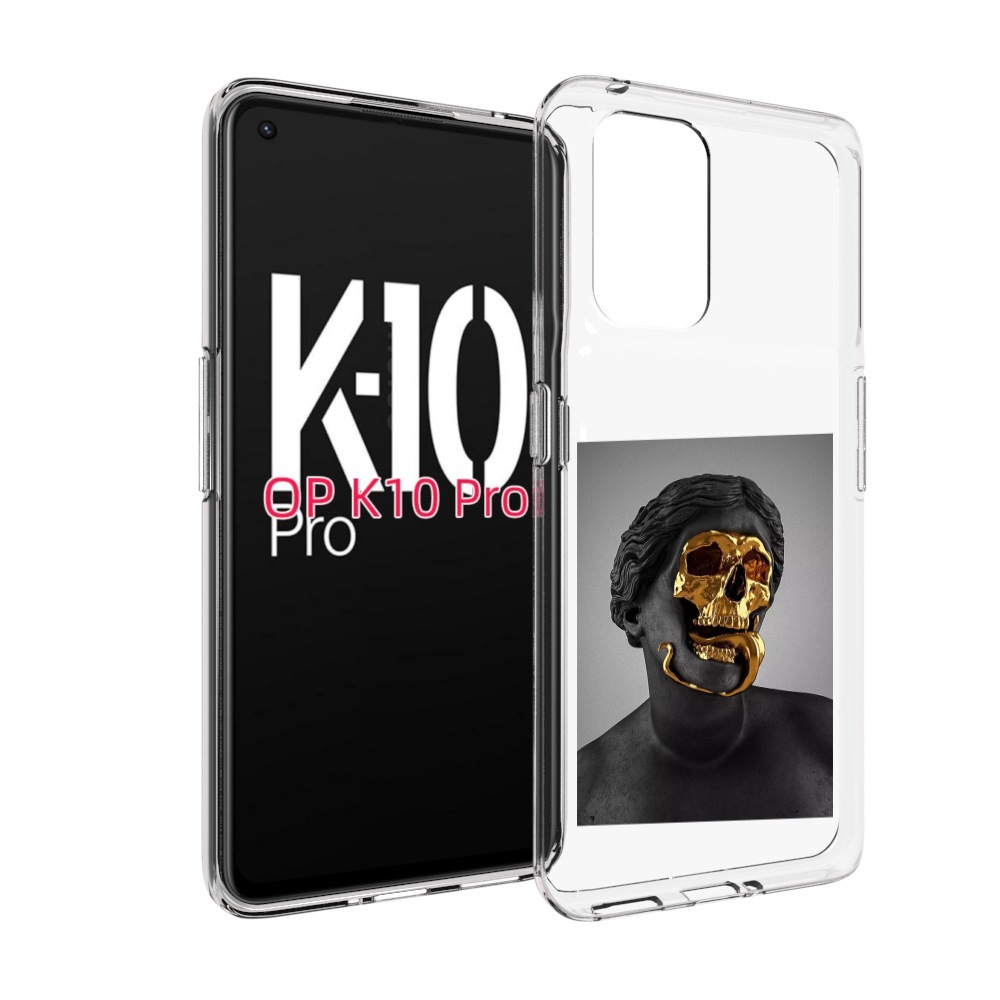 

Чехол MyPads золотой череп в статуе для OPPO K10 Pro, Прозрачный, Tocco