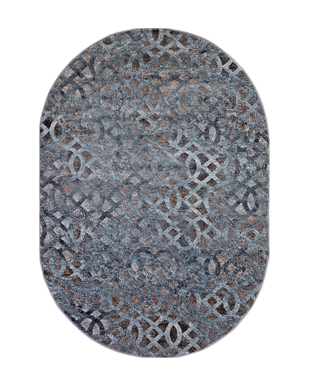 

Ковёр Merinos Matrix 80x150 овальный синий;бежевый D563