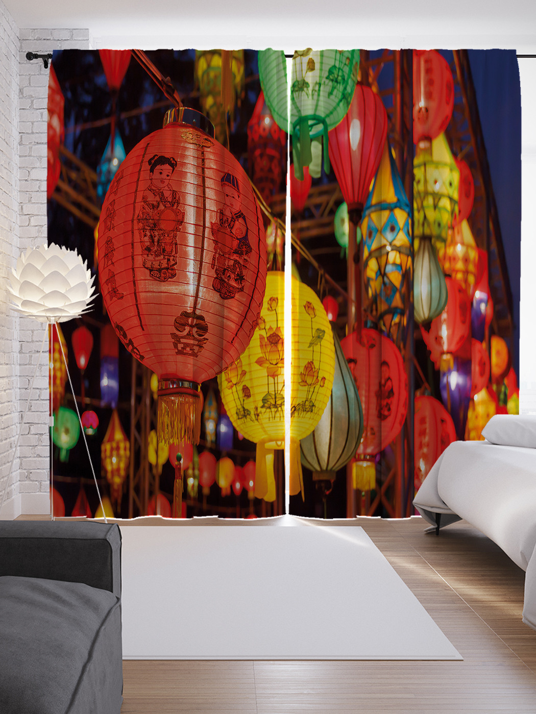 

Шторы JoyArty с фотопечатью "Восточные фонарики" из сатена, 290х265 см, Восточные фонарики