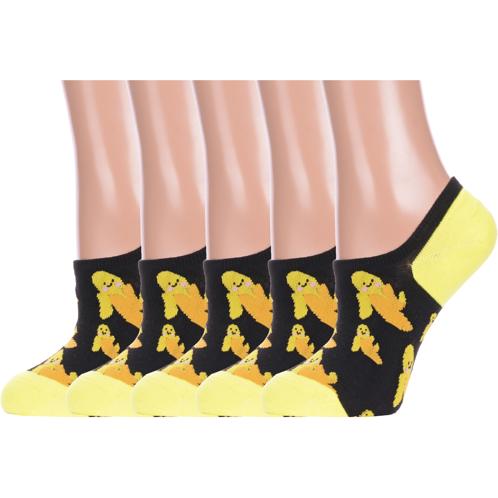 Комплект носков женских Hobby Line 5-ННЖ18-09-03-02 черных, желтых 36-40, 5 пар