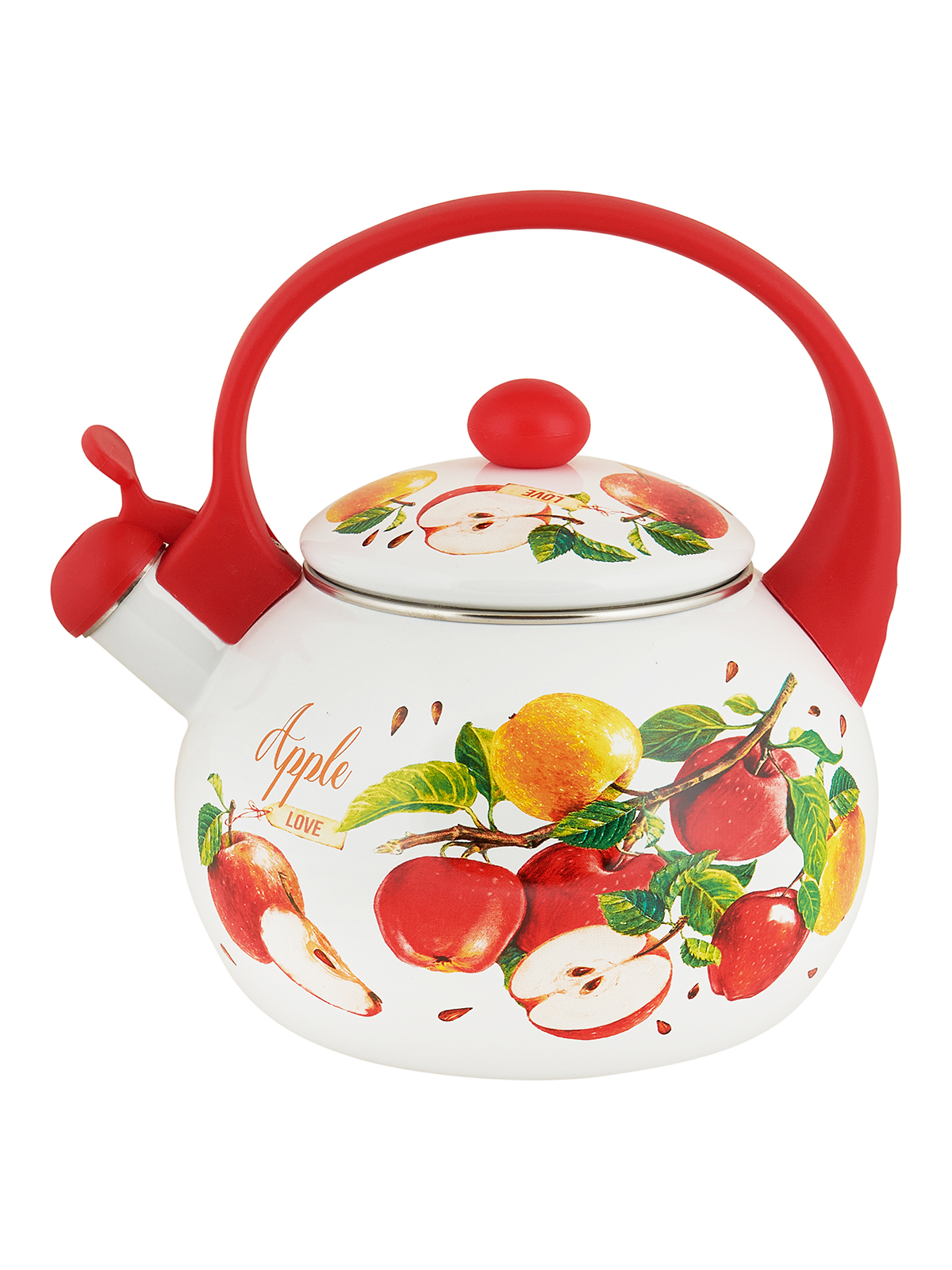 Чайник для плиты со свистком Appetite Яблоки эмалированный 2 л