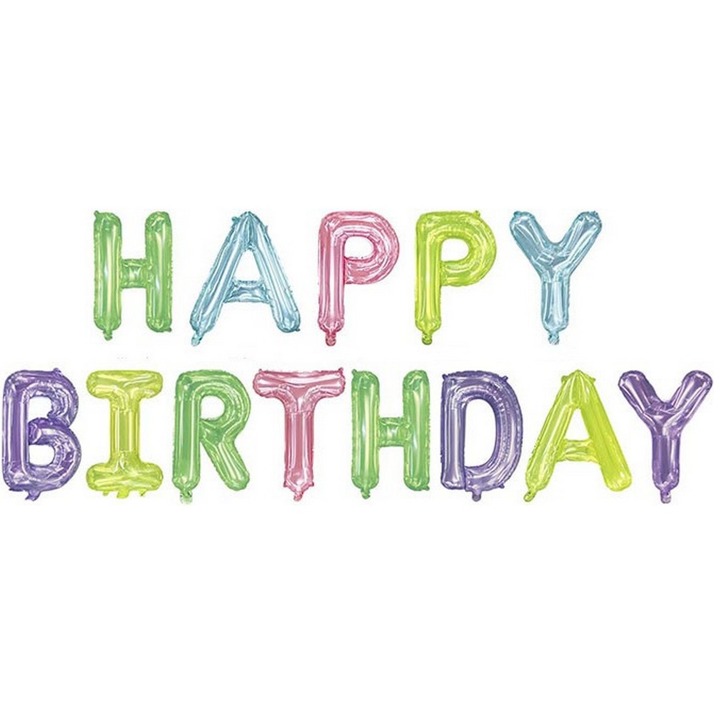 

Набор шаров-букв 41 см Мини-Надпись Happy Birthday, Ассорти, Кристалл, Разноцветный, Фольга