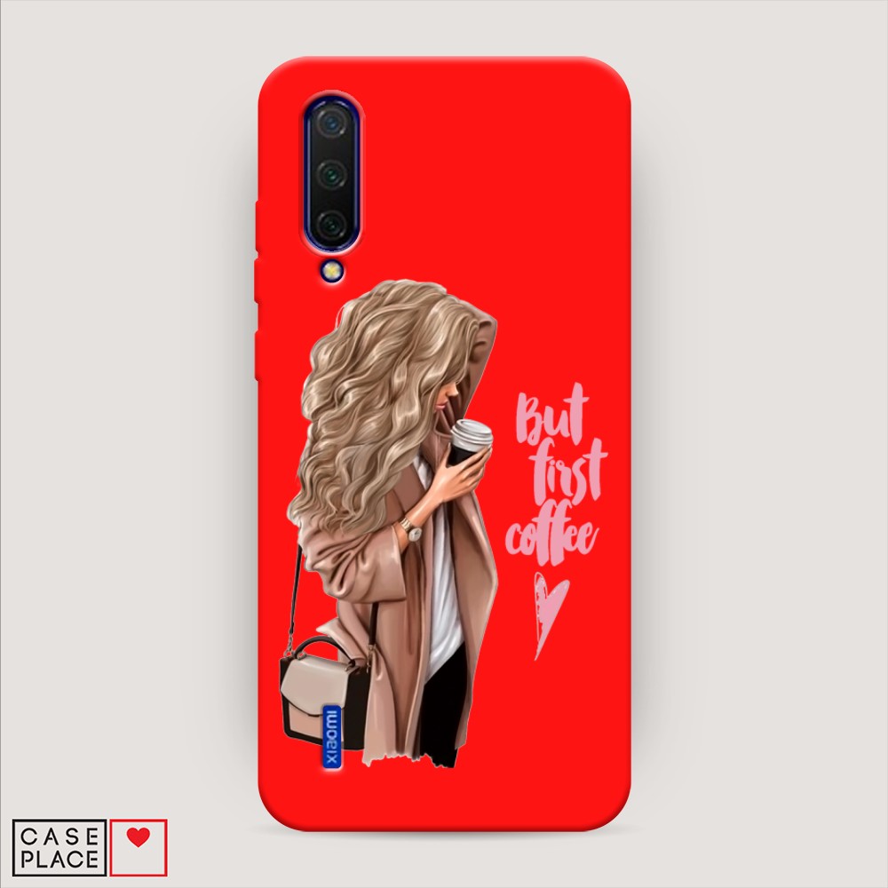 

Матовый силиконовый чехол "Девушка с кофе" на Xiaomi Mi 9 Lite, Девушка с кофе
