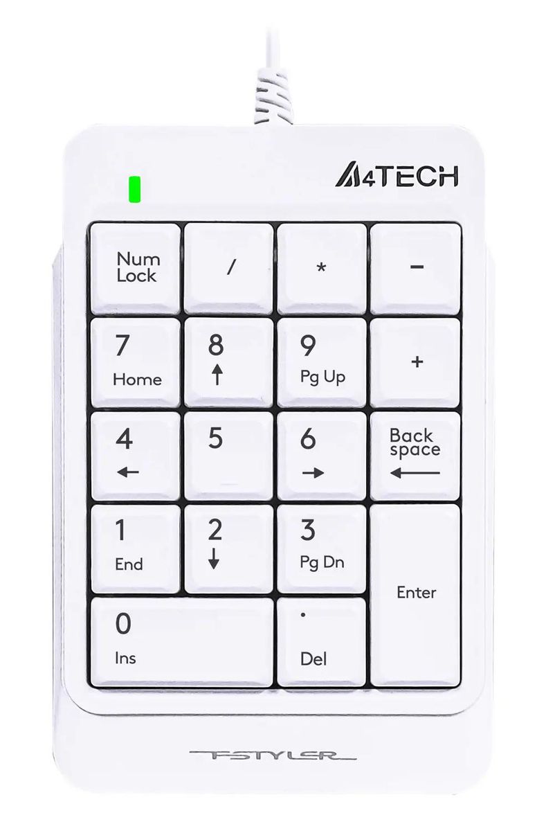 Числовой блок A4TECH Fstyler FK13P,  USB, без русского алфавита,  белый fk13p white