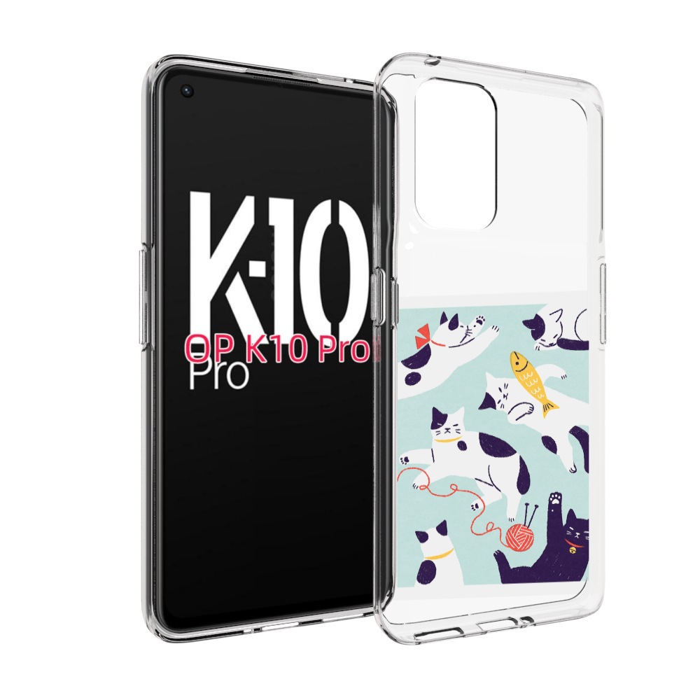 

Чехол MyPads коты-с-клубками для OPPO K10 Pro, Прозрачный, Tocco