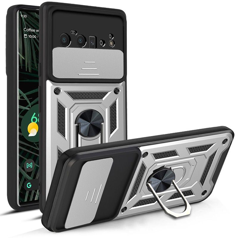 

Чехол с кольцом Bumper Case для Google Pixel 6 Pro (серебряный), Серебристый