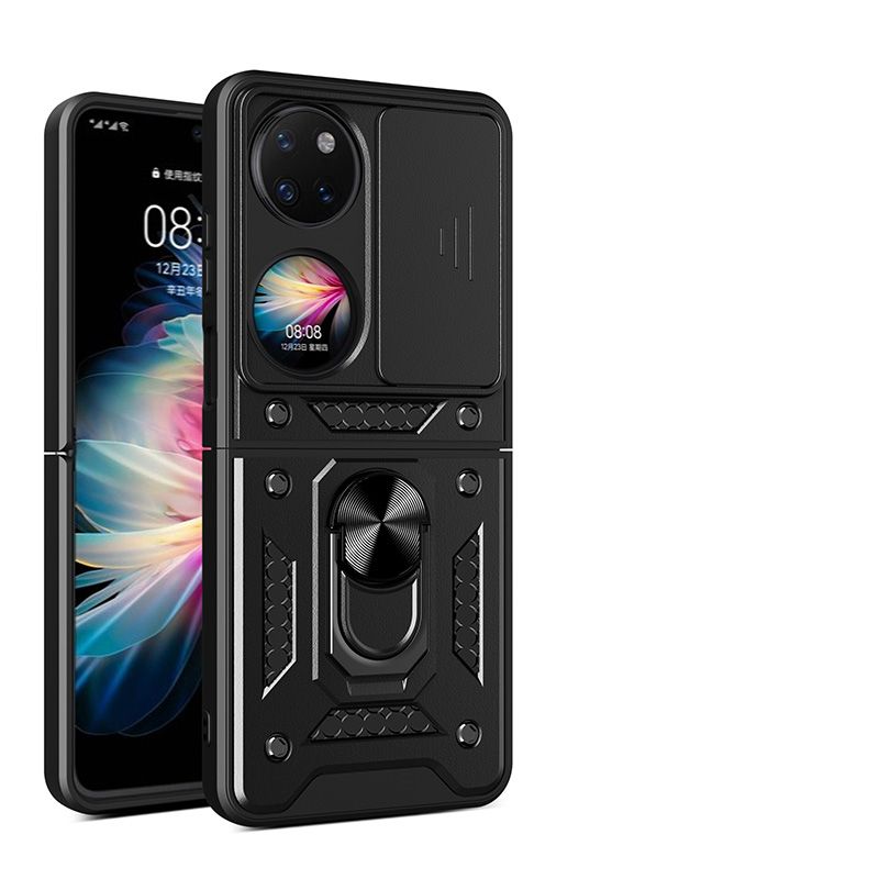 фото Чехол с кольцом bumper case для huawei p50 pocket (черный) black panther