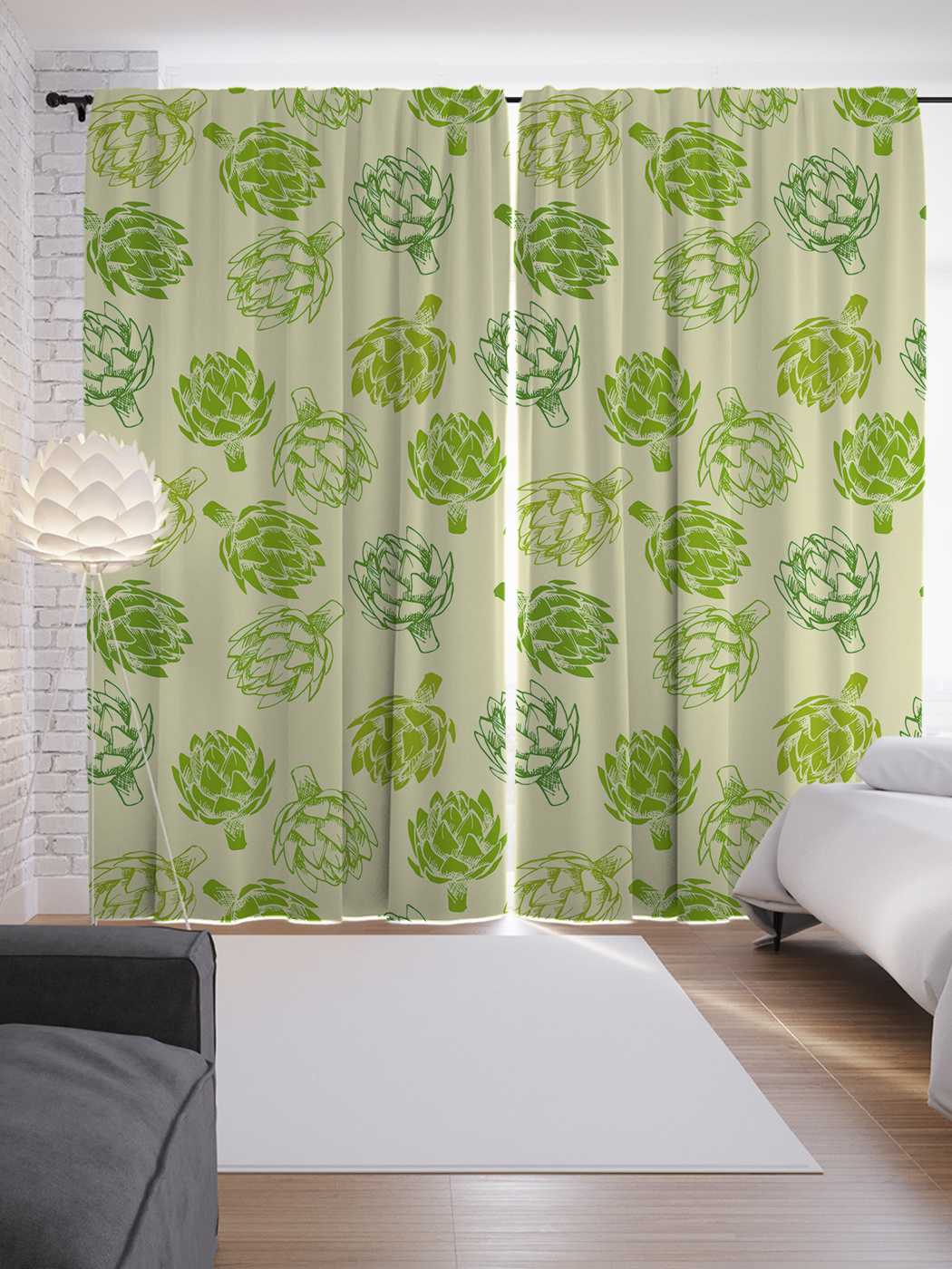 фото Шторы joyarty с фотопечатью "наброски артишоков" из сатена, 290х265 см