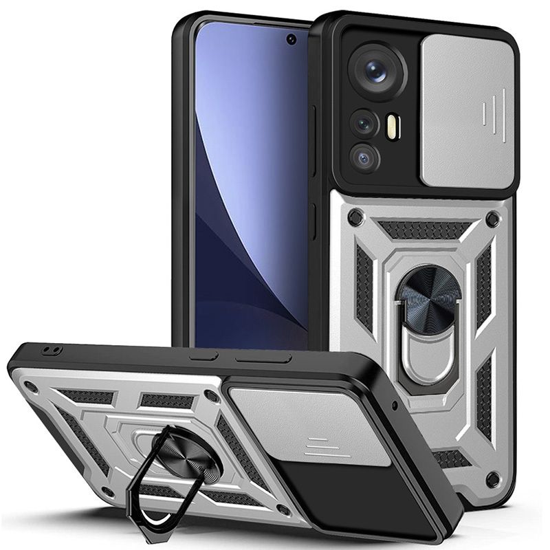 

Чехол с кольцом Bumper Case для Xiaomi Mi 12 Lite (серебряный), Серебристый