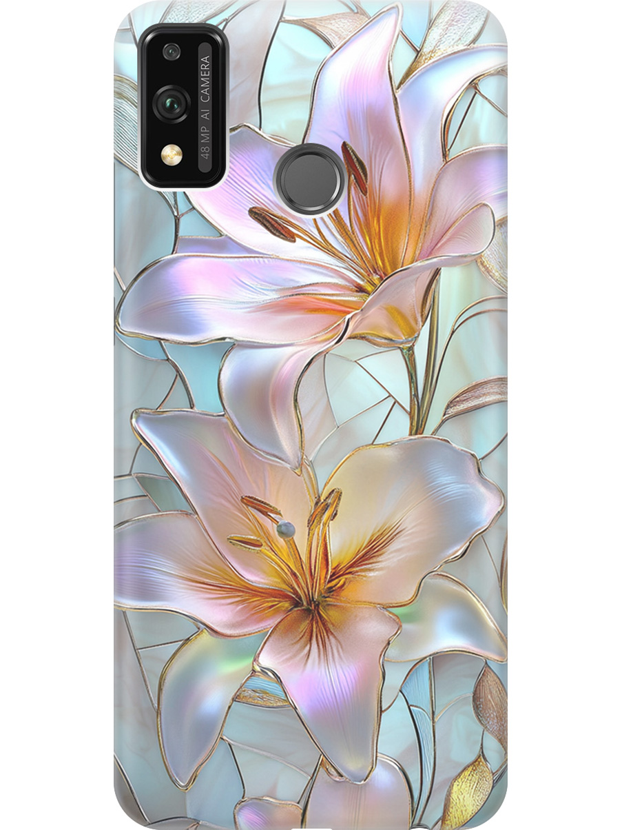 

Силиконовый чехол на Honor 9X Lite с принтом "Витраж с лилиями", Прозрачный;белый;голубой;розовый, 723565423