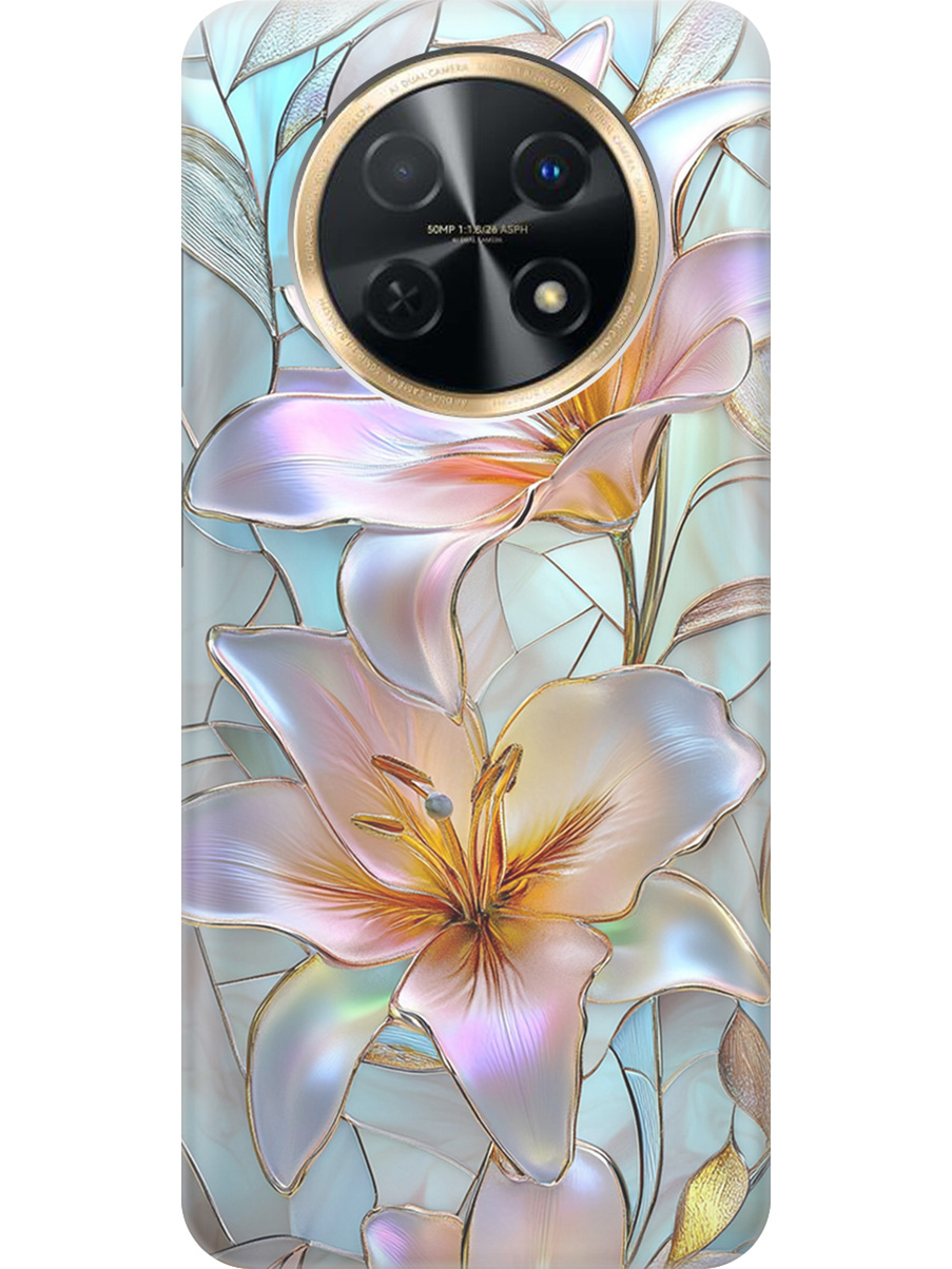

Силиконовый чехол на Huawei nova Y91 с принтом "Витраж с лилиями", Прозрачный;белый;голубой;розовый, 772566923